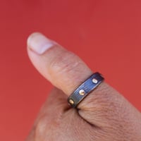 Image 2 of 8 gold rivets band in oxidized silver and 18k yellow gold