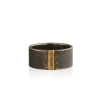 Image 1 of hammered gold stripe/wide oxidized band