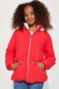 Image 1 of Red hearted Puffer Jacket
