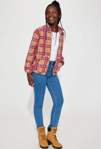 Image 1 of Pink/combo Sherpa jacket