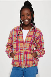 Image 3 of Pink/combo Sherpa jacket