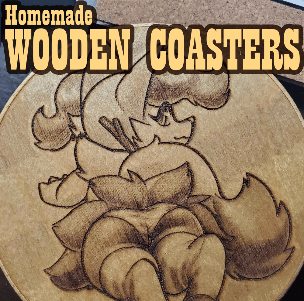 HomeMade Wooden Coasters - Stripey Phox