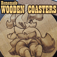 Image 1 of HomeMade Wooden Coasters - Stripey Phox
