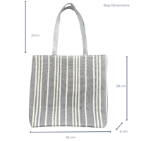 Image 5 of Handprinted French Stripe Extra Large Tote (Blue/Natural)