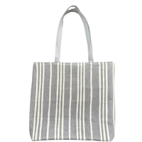 Image 1 of Handprinted French Stripe Extra Large Tote (Blue/Natural)