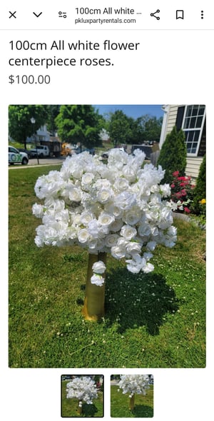 Image of  white roses centerpiece  silk flower  60cm, 80 cm , 100 cm 