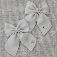 Image 1 of Latte // Personalised Linen Bow // Initial