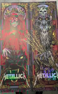Image of METALLICA - Munich, Germany - RED HOOD/KRAMPUS - gigposter set - foil variants