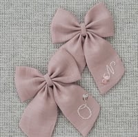 Image 1 of Antique Rose //Personalised Linen Bow // Initials 