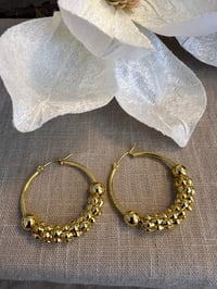 Image 2 of Stainless Steel Hoop Earrings Gold