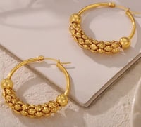 Image 3 of Stainless Steel Hoop Earrings Gold