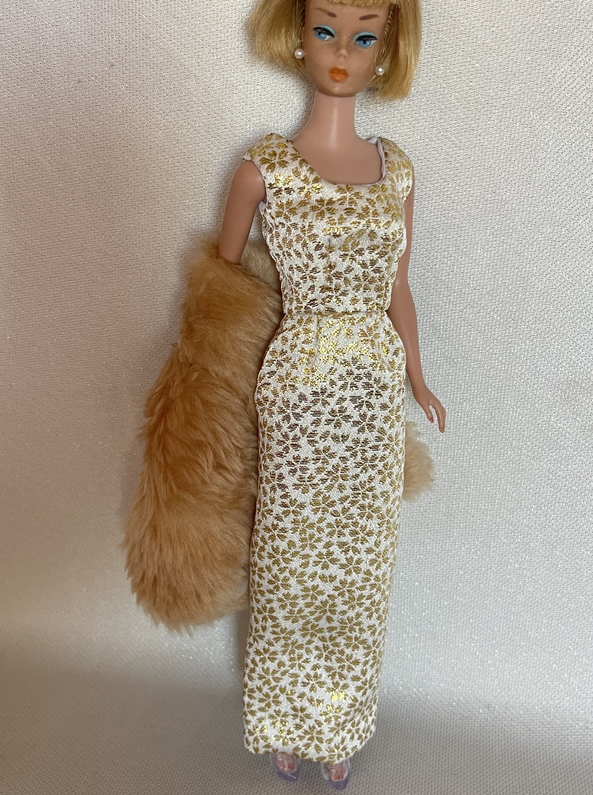 Barbie - Japanese Brocade Evening Gown and Faux Fur Stole | Martha's Miniature Workshop Barbie - Japanese Brocade Evening Gown and Faux Fur Stole | Martha's Miniature Workshop