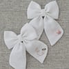 White // Personalised Linen Bow // Initial