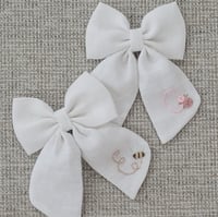 Image 1 of White // Personalised Linen Bow // Initial