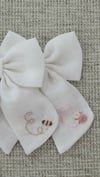 White // Personalised Linen Bow // Initial