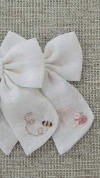 Image 2 of White // Personalised Linen Bow // Initial