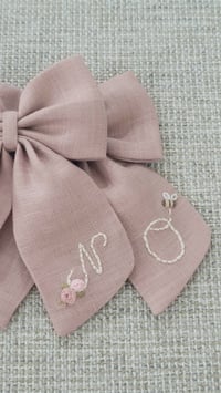 Image 2 of Antique Rose //Personalised Linen Bow // Initials 