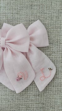 Image 2 of Light pink // Personalised Linen Bow // Initial