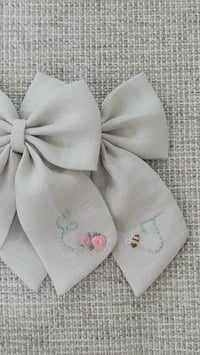 Image 2 of Latte // Personalised Linen Bow // Initial