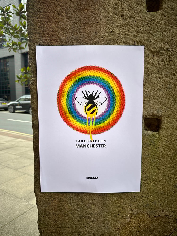 Image of A3 PIXEL PRIDE mixed media screen print with spray paint 
