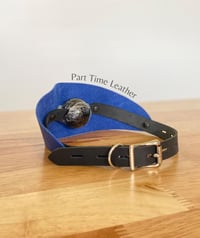 Image 2 of Bondage Leather Panel Ball Gag (Blue Leather)