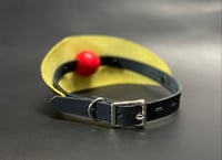 Image 2 of Bondage Leather Panel Ball Gag (Gold metallic Leather)