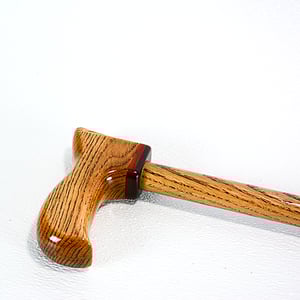 Image of Wooden Cane Walking Stick made out of Exotic Wood of Bocote and Padauk with Oak, 37 inch Cane