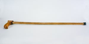 Image of Wooden Cane Walking Stick made out of Exotic Wood of Bocote and Padauk with Oak, 37 inch Cane
