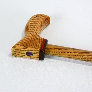 Image of Wooden Cane Walking Stick made out of Exotic Wood of Bocote and Padauk with Oak, 37 inch Cane