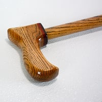 Image 7 of Wooden Cane Walking Stick made out of Exotic Wood of Bocote and Padauk with Oak, 37 inch Cane