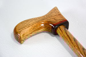 Image of Wooden Cane Walking Stick made out of Exotic Wood of Bocote and Padauk with Oak, 37 inch Cane