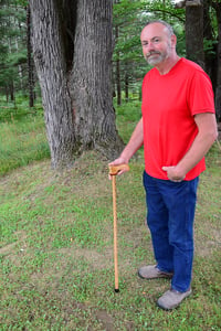 Image 3 of Wooden Cane Walking Stick made out of Exotic Wood of Bocote and Padauk with Oak, 37 inch Cane