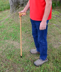 Image 2 of Wooden Cane Walking Stick made out of Exotic Wood of Bocote and Padauk with Oak, 37 inch Cane