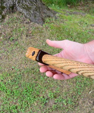 Image of Wooden Cane Walking Stick made out of Exotic Wood of Bocote and Padauk with Oak, 37 inch Cane