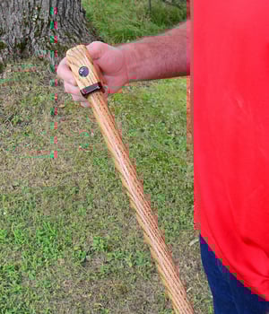Image of Wooden Cane Walking Stick made out of Exotic Wood of Bocote and Padauk with Oak, 37 inch Cane