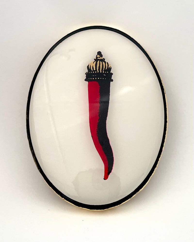 Image of Cornicello Oval White/Red/Black