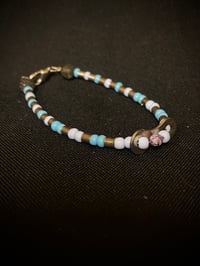 Blue Beaded Bracelet with Bicycle Chain