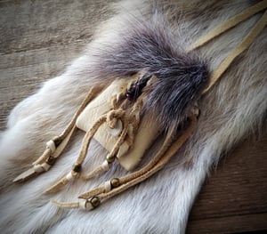 Image of Deerskin and Black Wolf Pouch with Gemstones