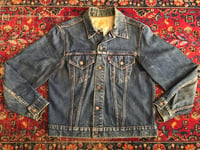 Image 1 of 1970’s Levis Denim Trucker Jacket Type III w/ Leather Skull Back-Patch