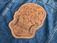 Image 3 of 1970’s Levis Denim Trucker Jacket Type III w/ Leather Skull Back-Patch