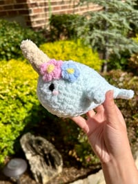 NEW Handmade Crochet Flower Narwhal Plushie
