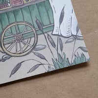 Image 2 of Art Print Swoopy Wood Camping Trailer