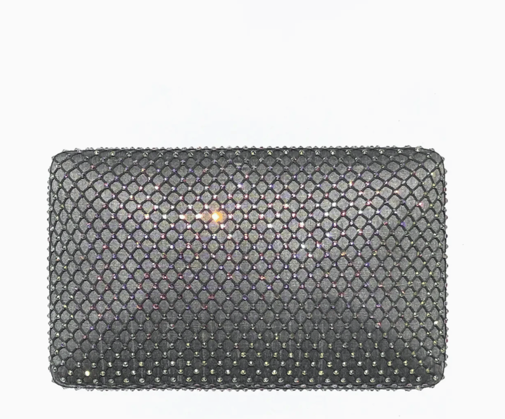 Image of Grey Fishnet Crystal Clutch