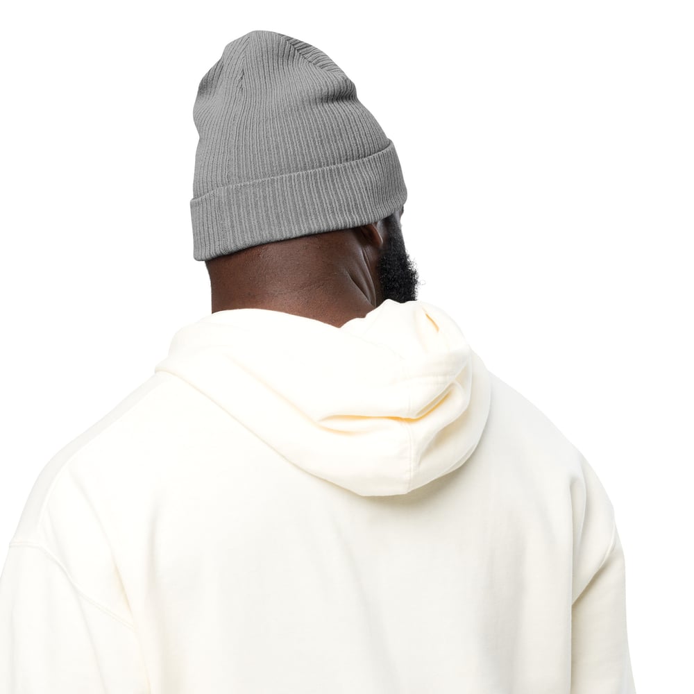 Image of Chevron Organic Ribbed Beanie - Grey