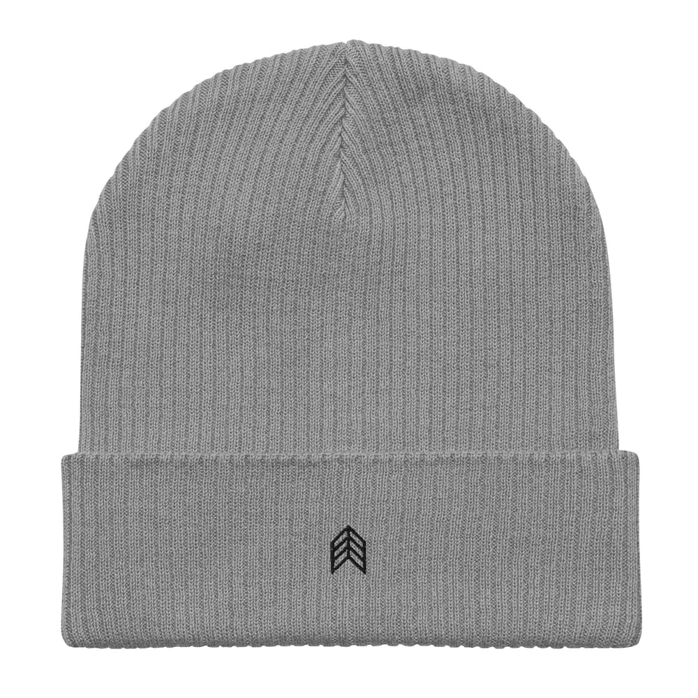 Image of Chevron Organic Ribbed Beanie - Grey