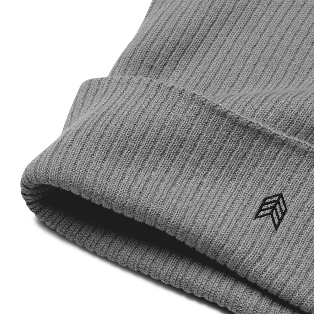 Image of Chevron Organic Ribbed Beanie - Grey