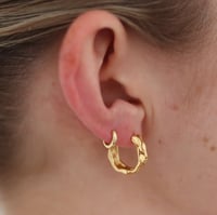 Image 4 of MOLTEN TEXTURE HOOPS IN GOLD