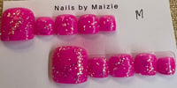 Image 2 of pink explosion - press on toenails
