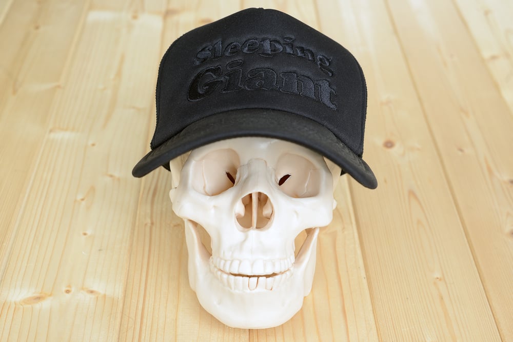 Image of The Sleeping Giant Store Embroidered Trucker Hat Blk/Blk