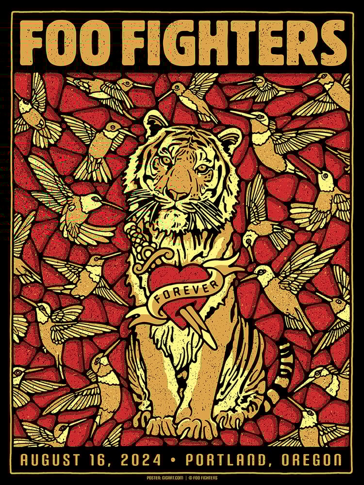 Image of Foo Fighters 2024 Portland Main Red Poster